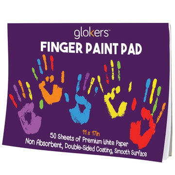Glokers Finger Paint Paper Pad - Non-Absorbent Stamp Art & Painting Paper Book for Kids - Premium Toddler Arts & Crafts Painting Supplies - 11 x 17